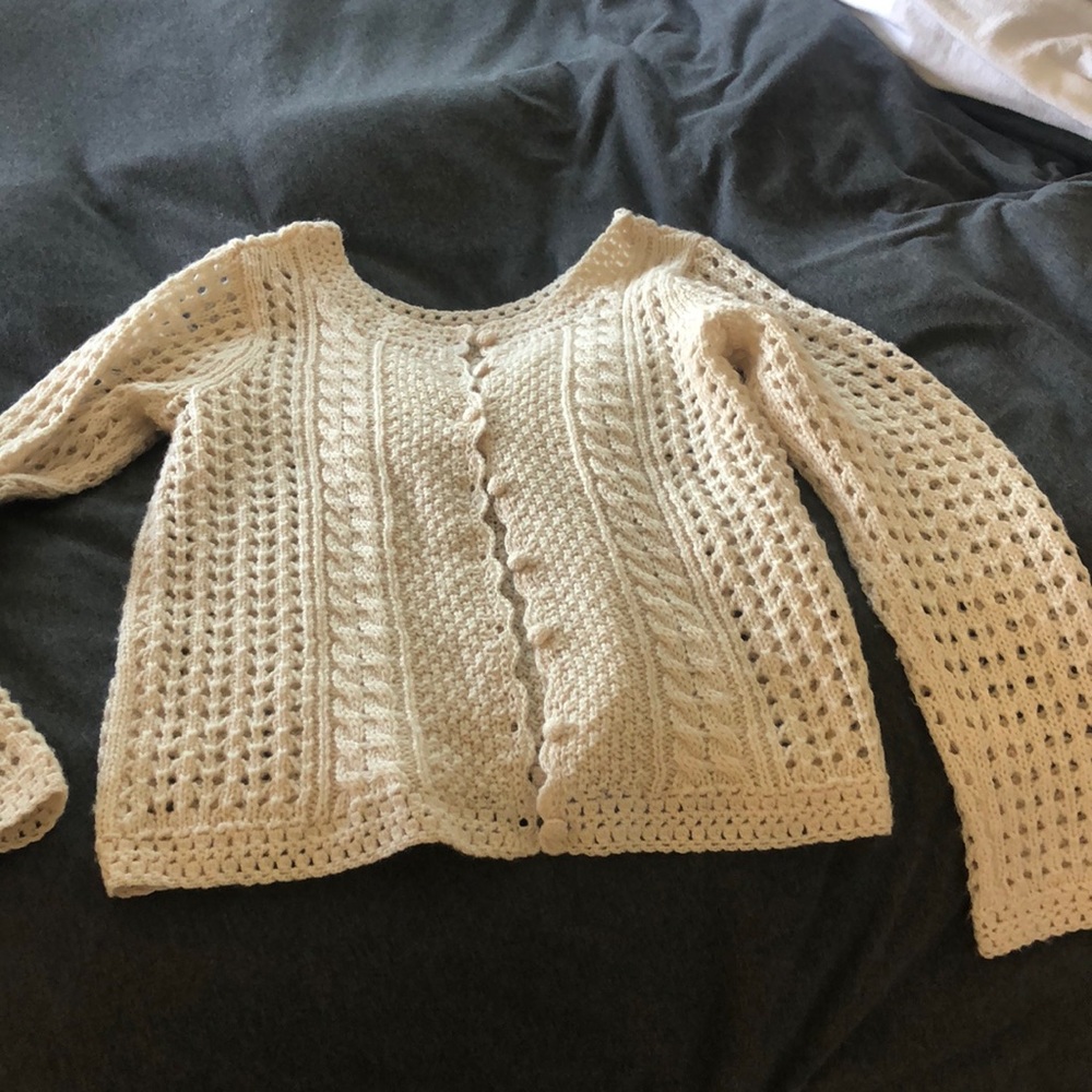 NL Vintage Look Knit Irish Fishmerman Style Cream Cardigan